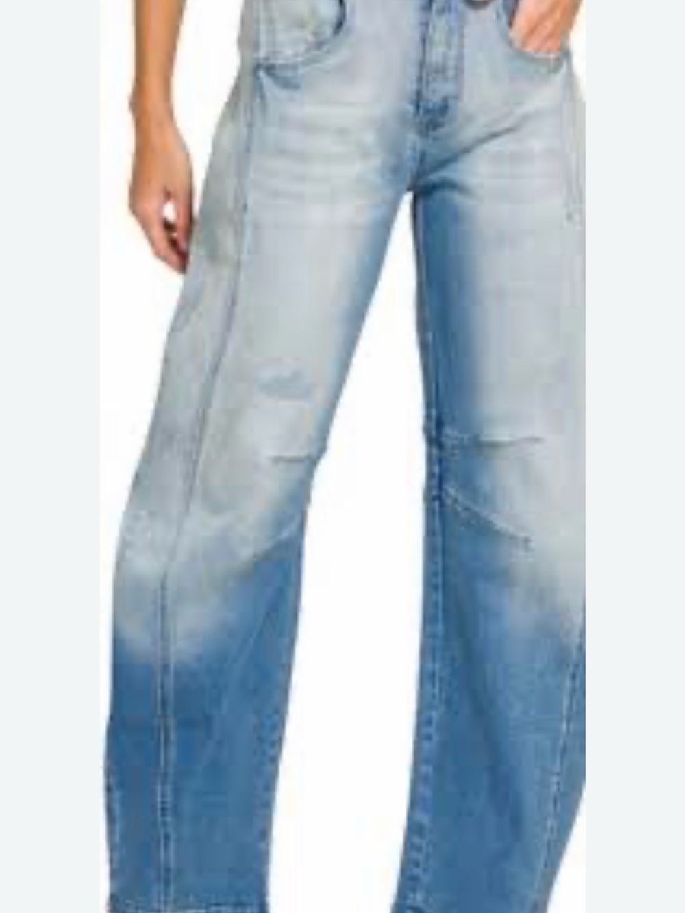 Zenana Outfitters Light Blue Barrel Jeans with Stretch - Picture 3 of 10